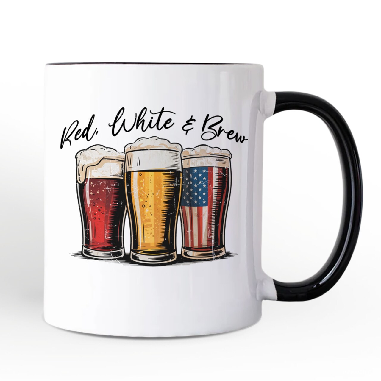 Red White and Brew Beer American Mug, Patriotic USA 4th of July Gift